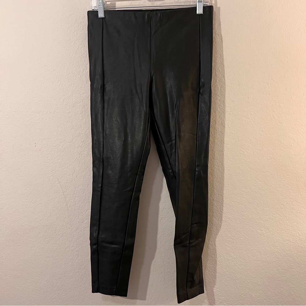 Banana Republic Black Faux Vegan Leather Moto Leggings Devon Size 4 Matte